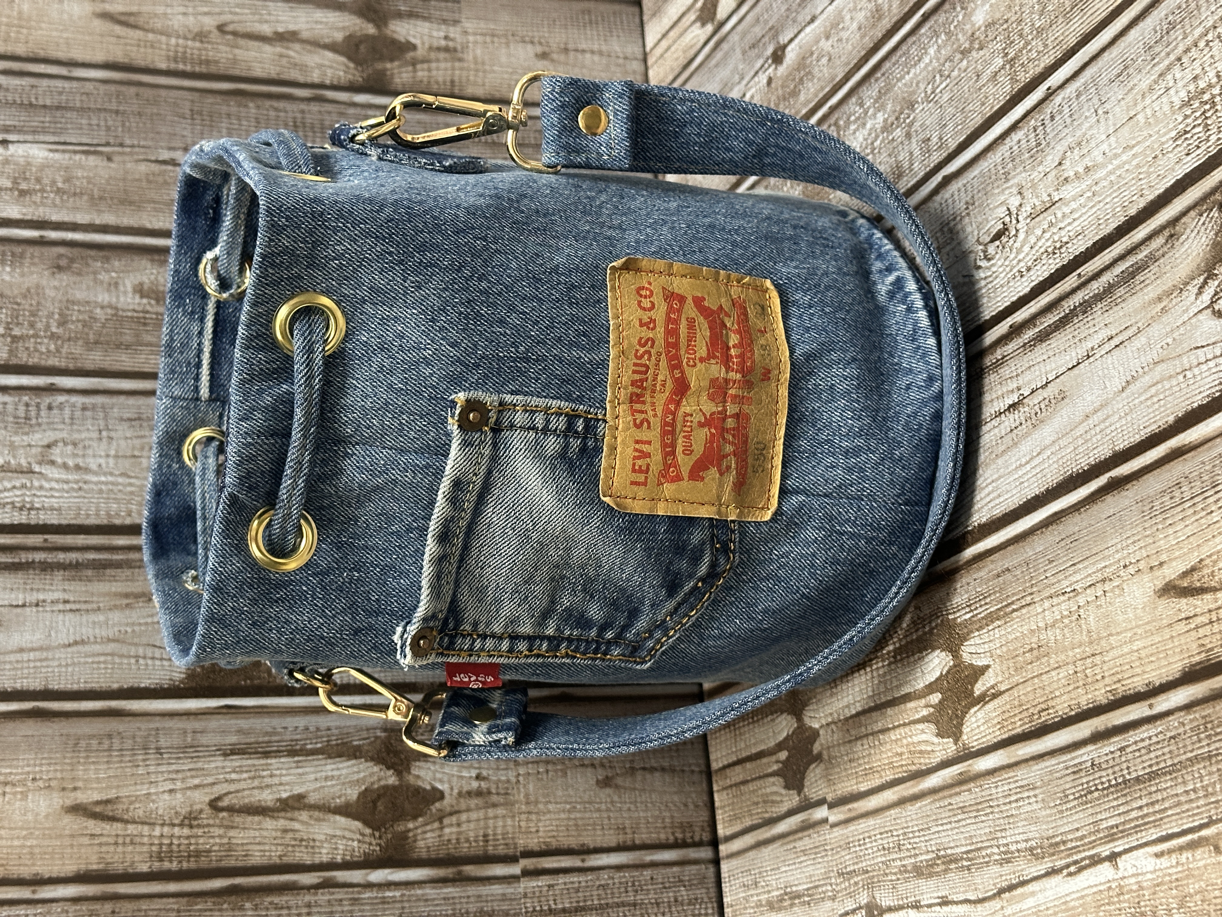 Upcycled Denim Bucket Bag